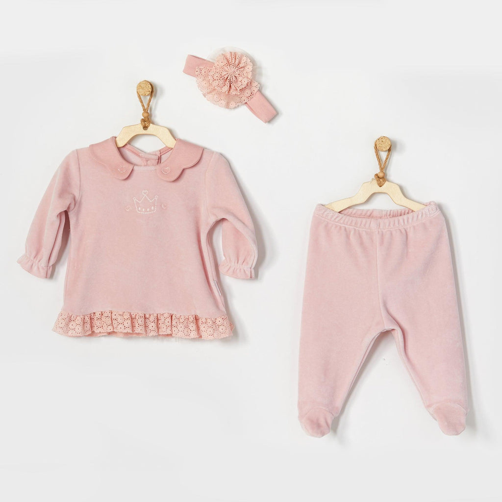 Pink Velour Baby Girl Outfit