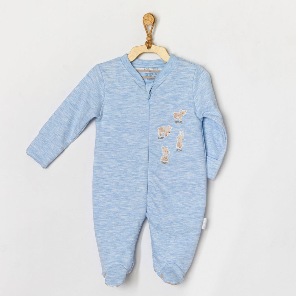 Little Climber Baby Blue Sleepsuits,  Baby Zip Sleepsuit