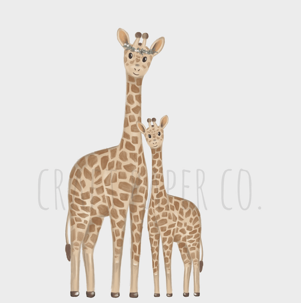 Mother Giraffe And Its Cub Sticker