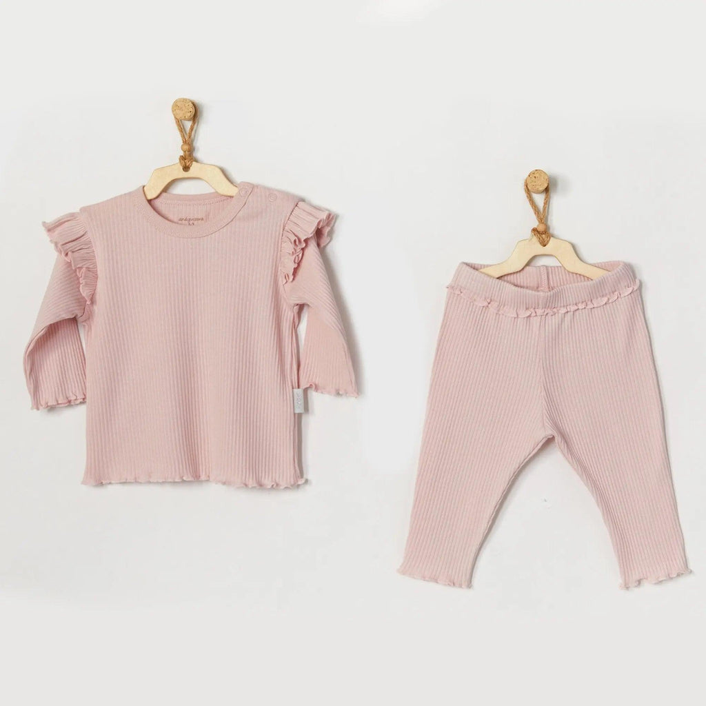 Basic Pink  Baby Pyjamas , Ribbed Baby Girl Outfit