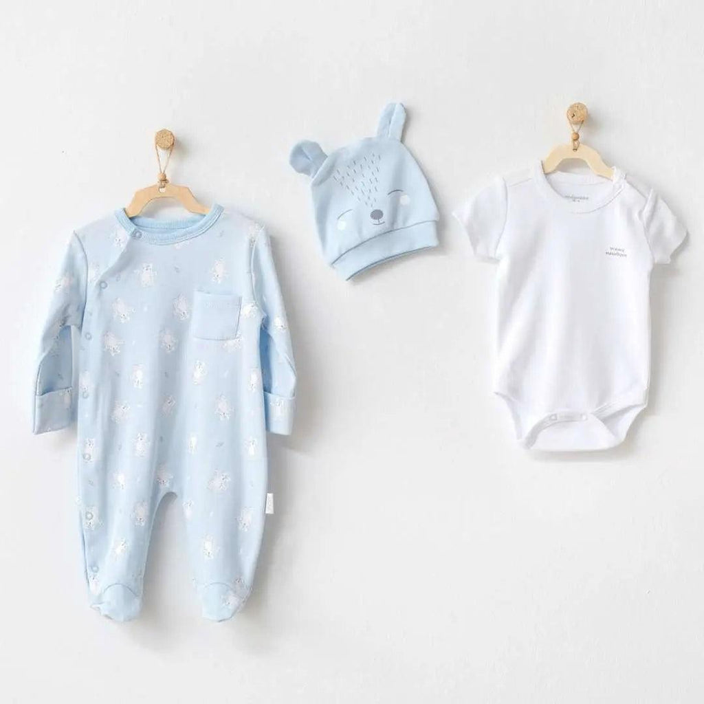 Bear Story Boy Romper, Bodysuit and Hat ,Organic Baby Boy Outfit