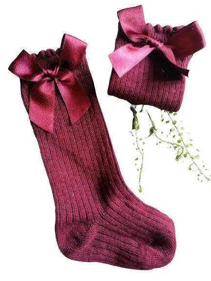 Burgundy Baby Girl Bowl Socks