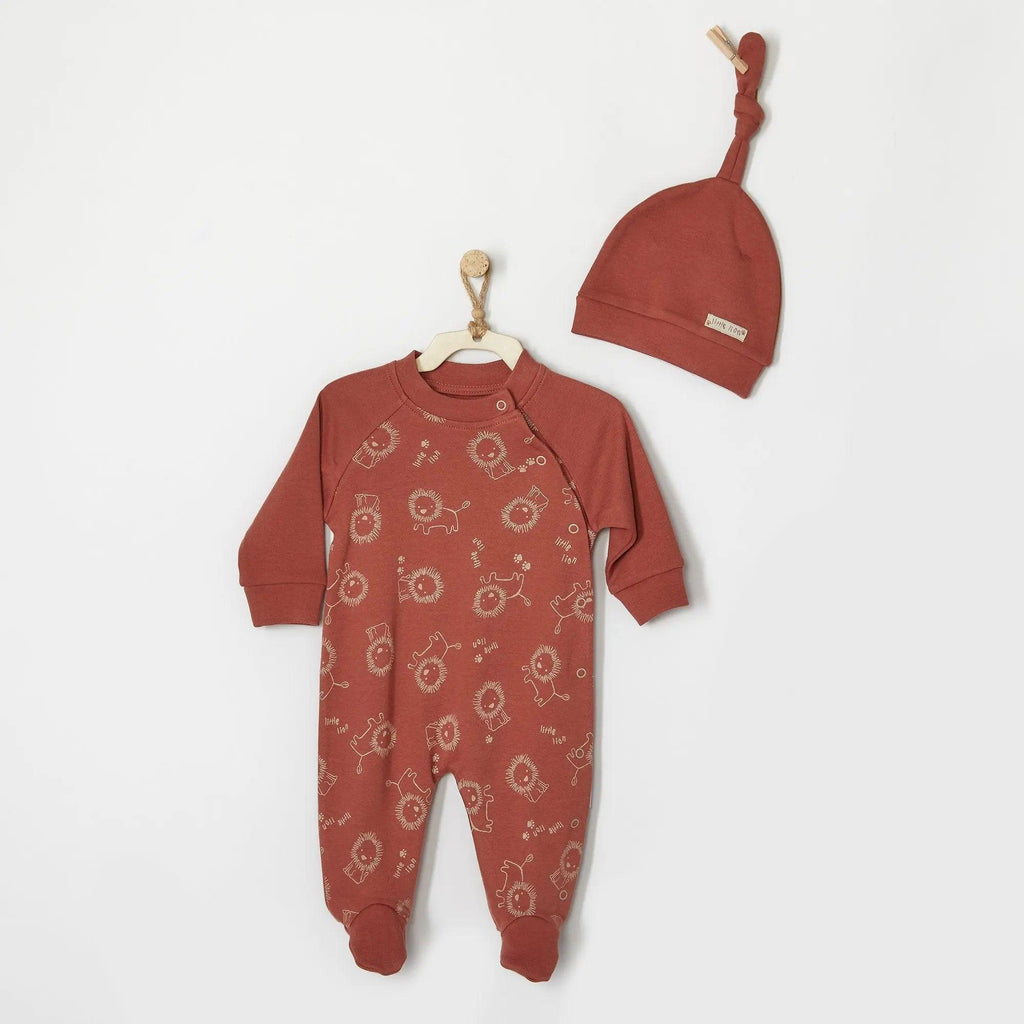 Little Lion Organic Baby Sleepsuit with Hat