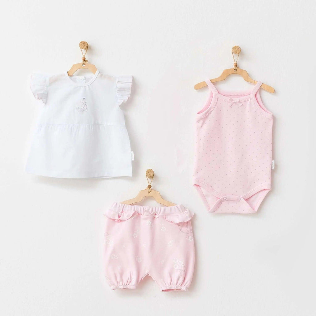 Milly Ballet Baby Girl Short , Bodysuit and Shirt , 3 Pieces Baby Girl Outfit