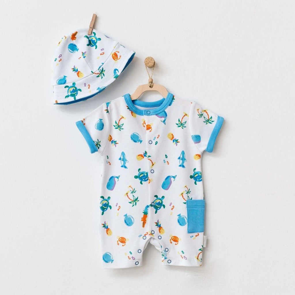 Play Time Blue Baby Boy Summer Sleepsuit