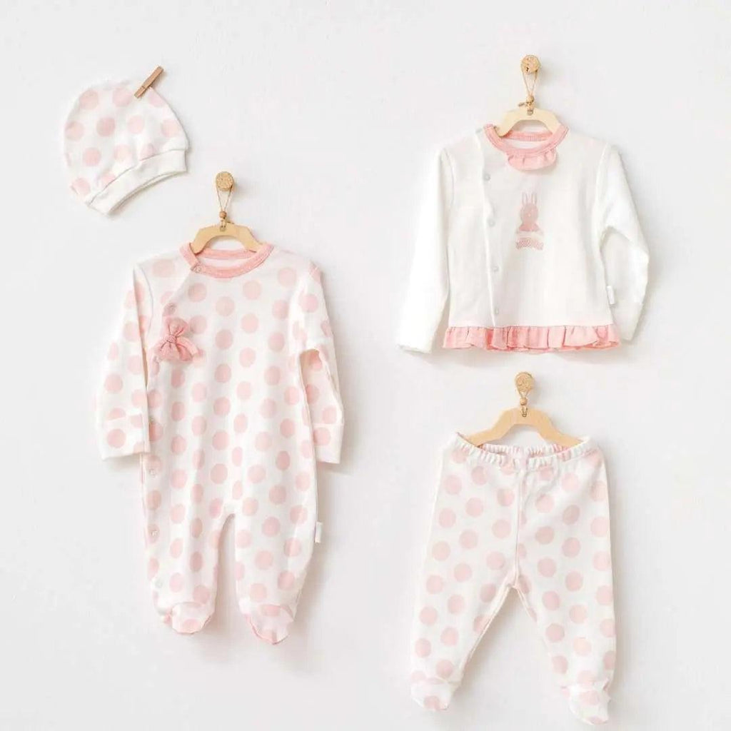 Polka Dot Baby Girl Coming Home Outfit 4 Pieces Set