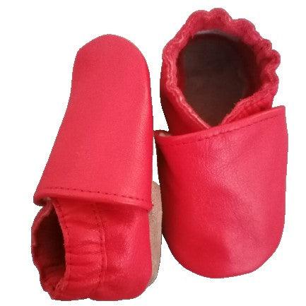 Red Unisex Soft Genuine Leather Baby Shoes