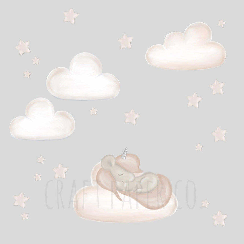 Sleeping Unicorn and Cotton Candy Clouds Sticker