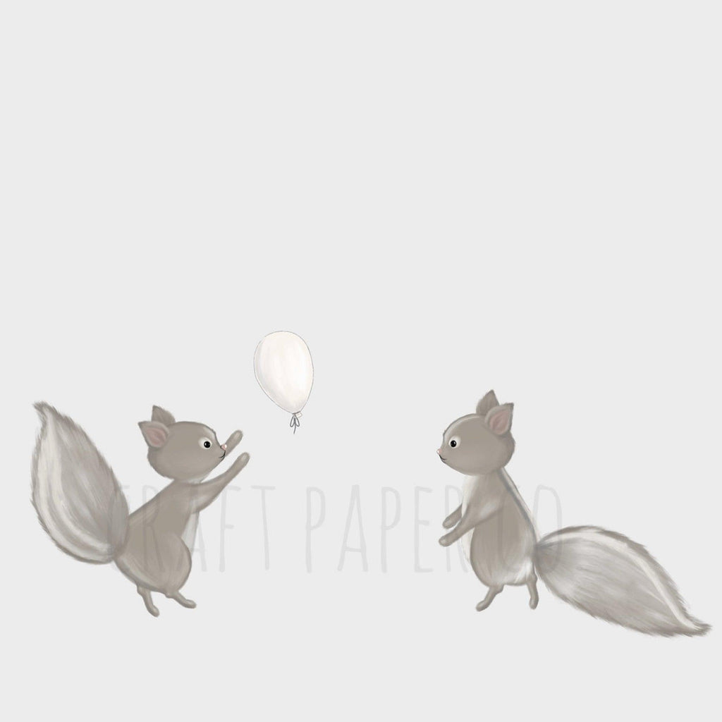 Squirrels Playing Balloon Sticker