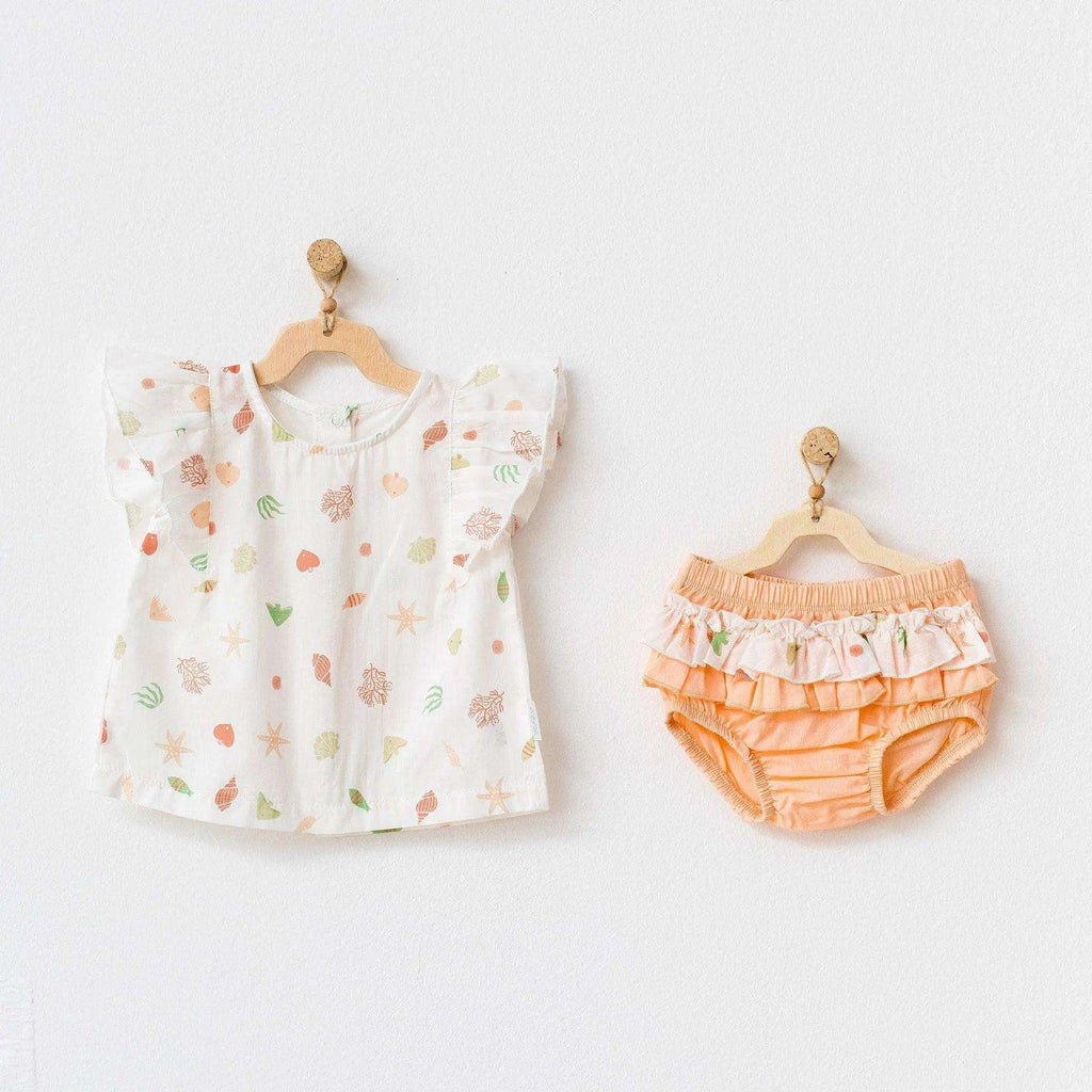 Starfish and Friends Baby Girl Shirt & Panties , Organic Baby Girl Outfit