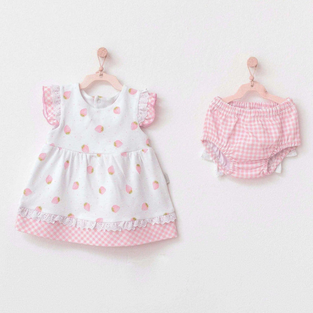 Strawberry Picnic Time Baby Girl Dress , Baby Girl Outfit