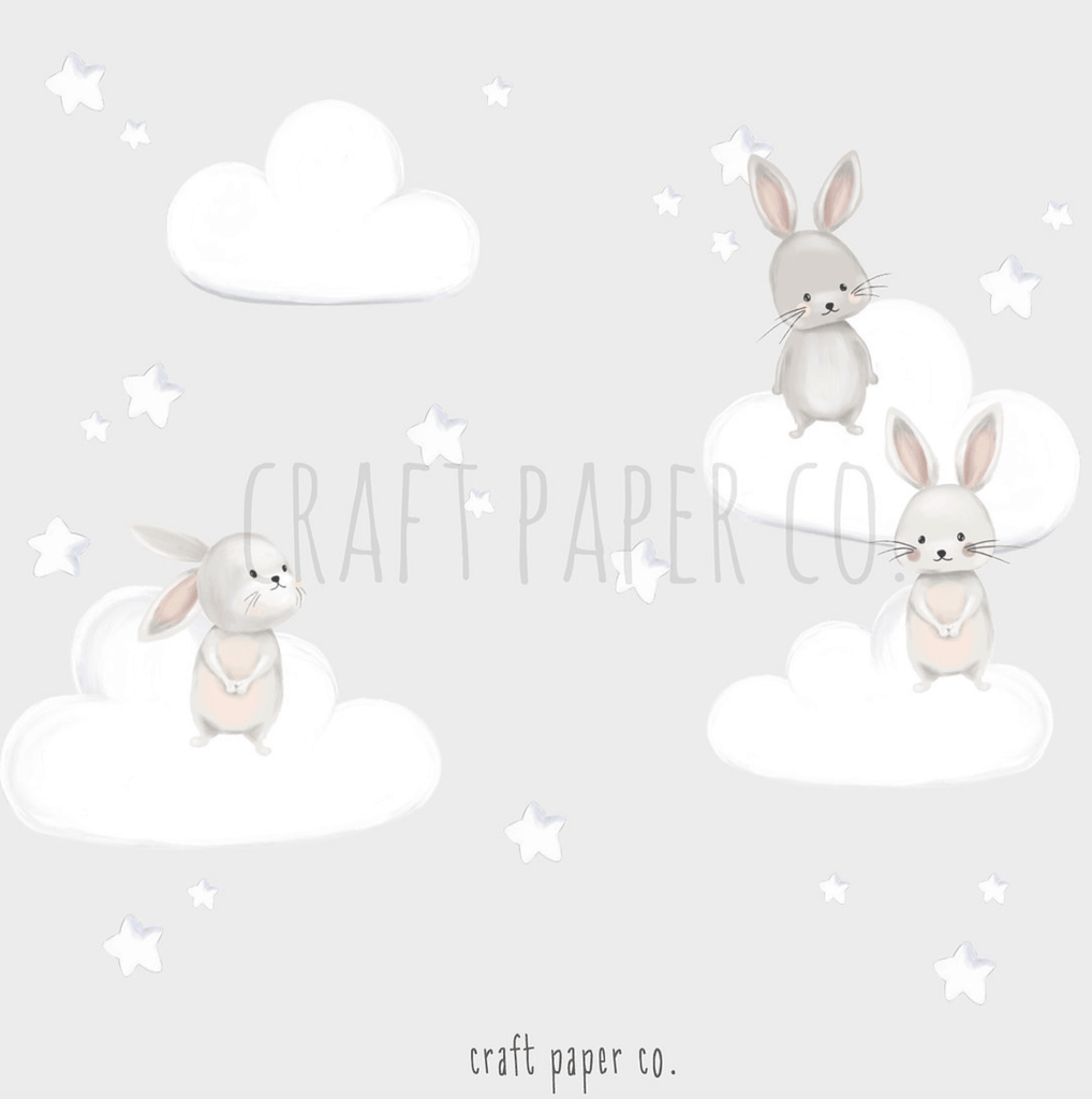 Rabbit Friends And Fluffy Clouds Sticker