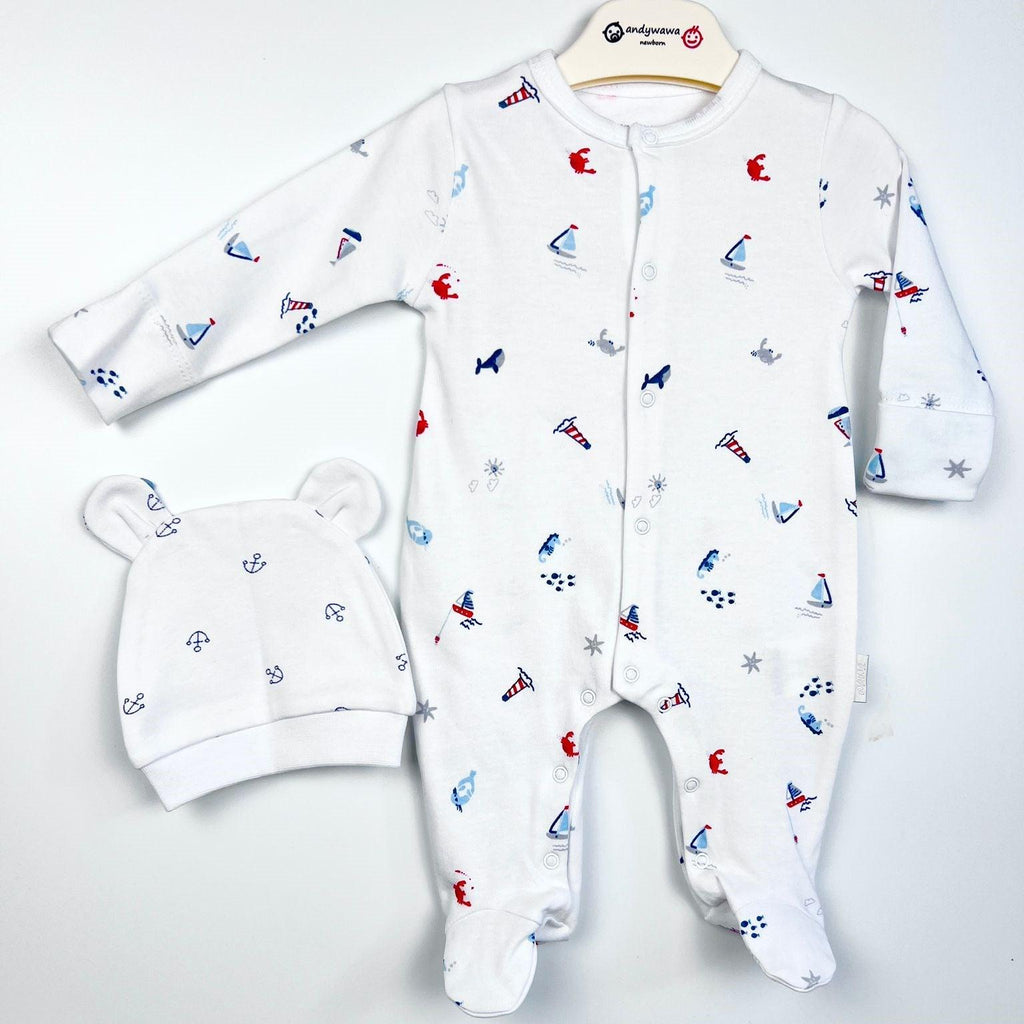 Sailor Summer Baby Sleepsuit , Blue  Boy Summer Outfits Andywawa