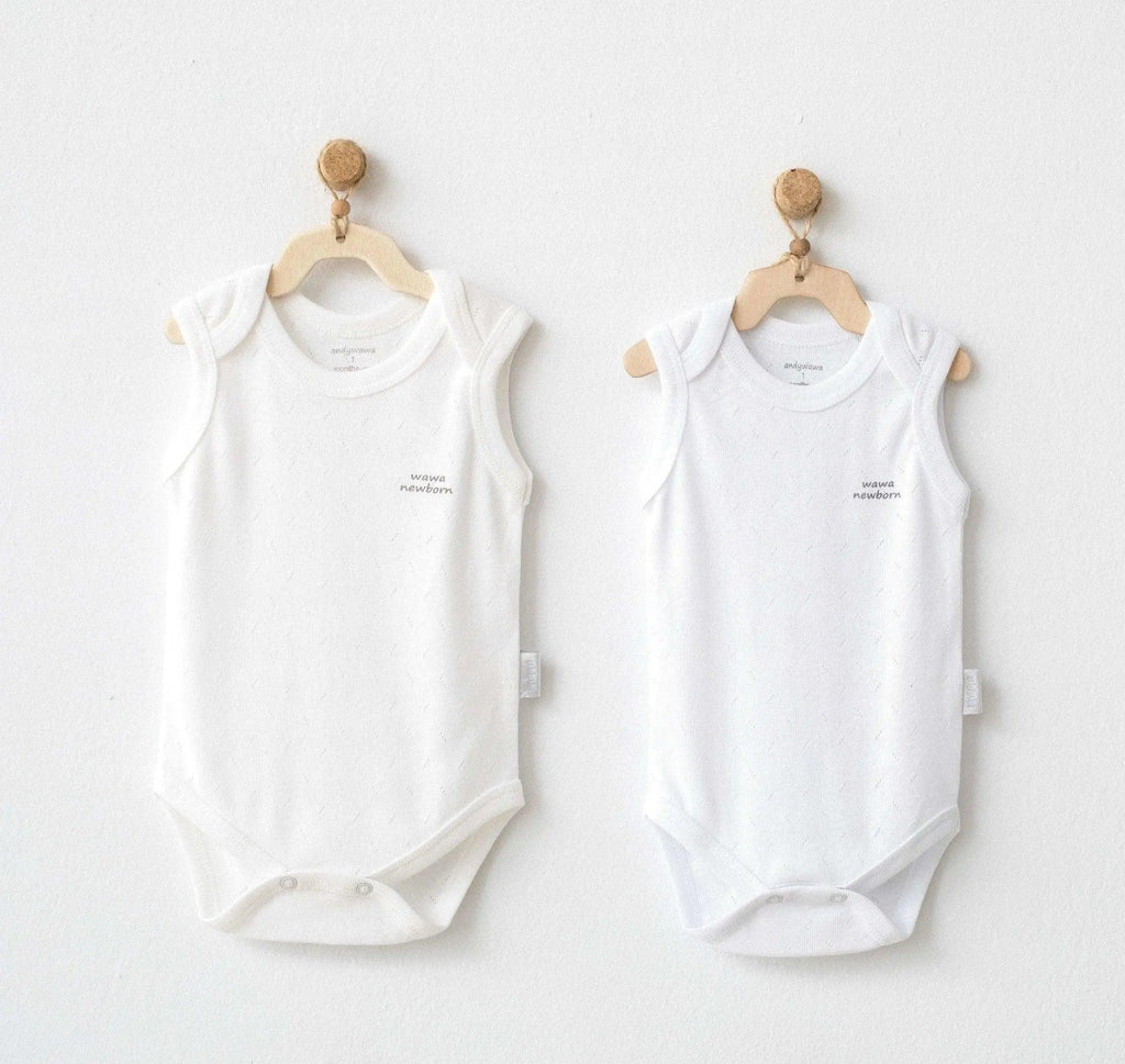 White Sleeveless Bodysuit , Sleeveless bodysuit baby girl & boy