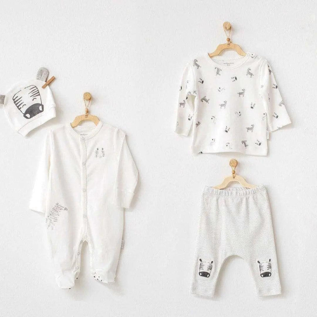 ZZZ Zebra Baby Boy Coming Home Outfit , 4 Pieces