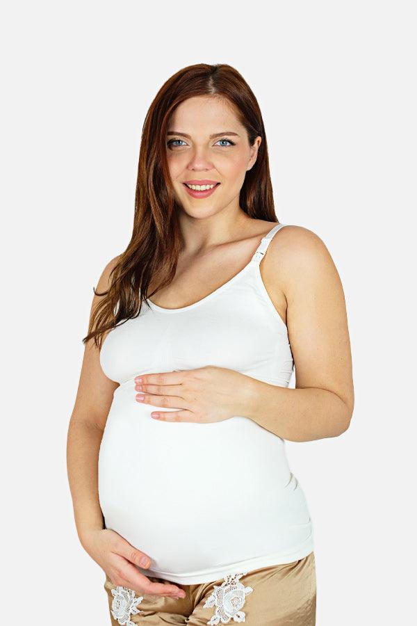 Natural Bamboo Postpartum Breastfeeding Top White